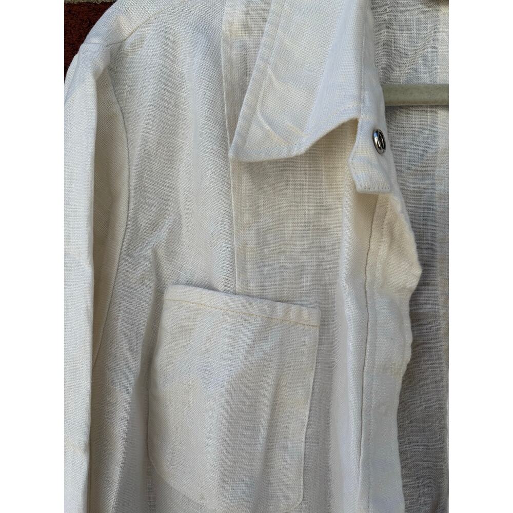 Jones New York Country White Linen Blend Belted Button Up Jacket Shirt Women’s - Picture 7 of 15